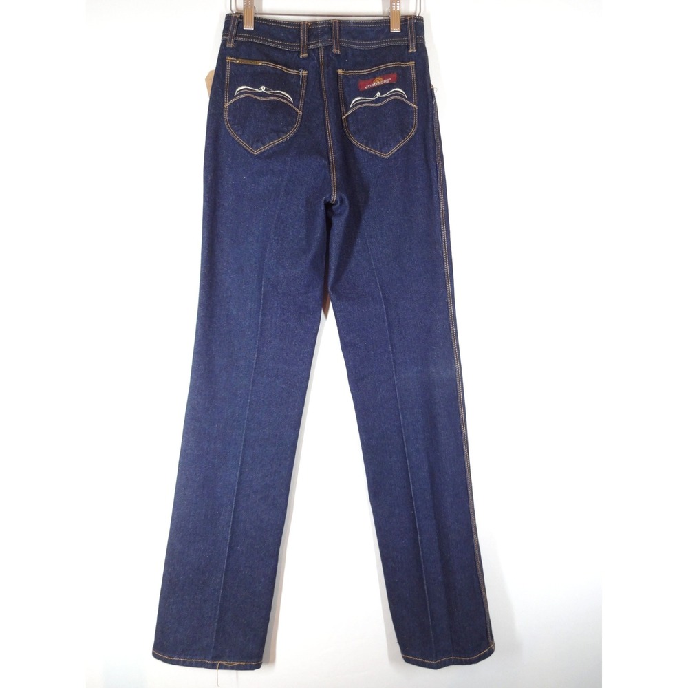 VTG 90s Jordache Embroidered Jeans Womens Small Tall Blue Dark Wash Retro Denim